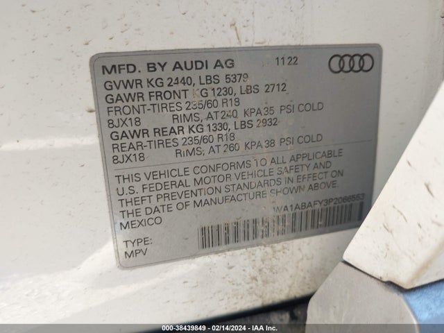WA1ABAFY3P2066553 Audi Q5 Premium 40 Tfsi Quattro S Tronic
