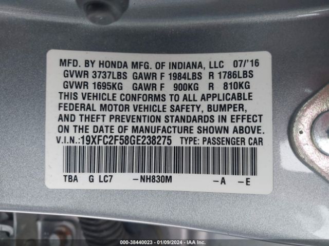 19XFC2F58GE238275 Honda Civic Lx