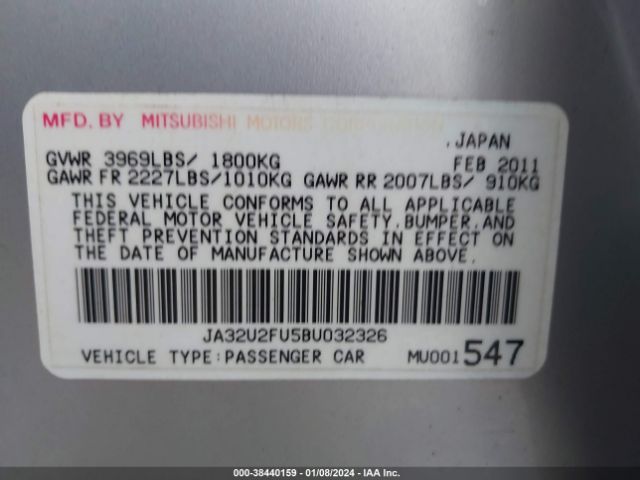 2011 MITSUBISHI LANCER JA32U2FU5BU032326 Photo 8