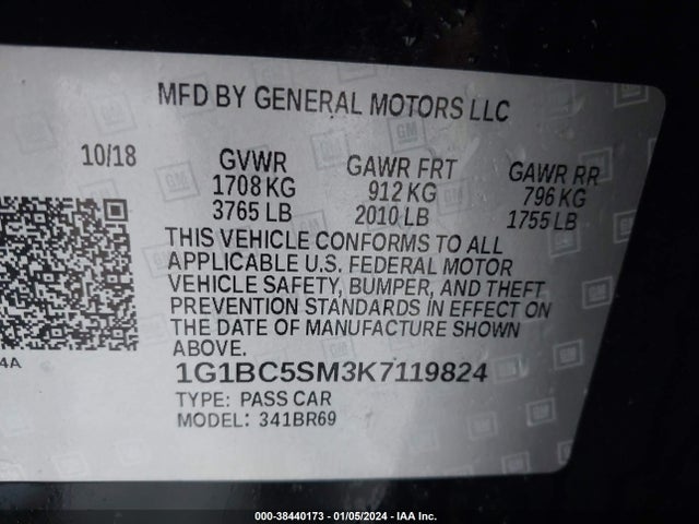 Chevrolet CRUZE LS 2019 1G1BC5SM3K7119824 Image 9
