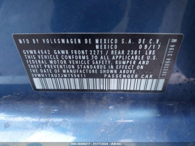 3VWH17AU2JM755611 Volkswagen Golf Alltrack Tsi S/tsi Se/tsi Sel