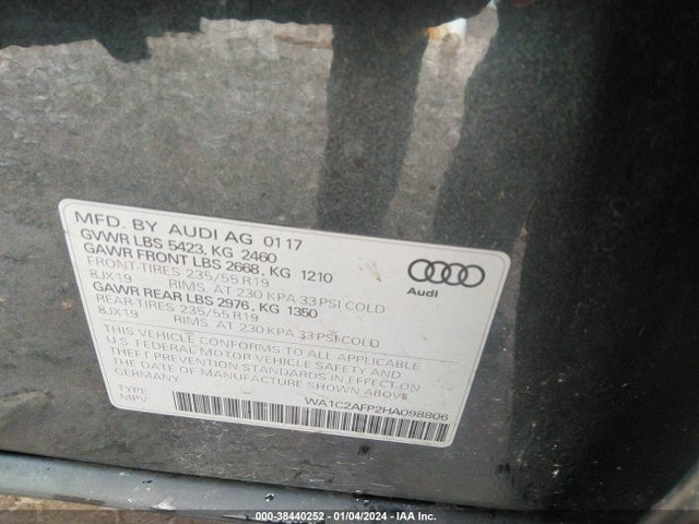 Audi Q5 2.0t Premium 2017 WA1C2AFP2HA098806 Image 9
