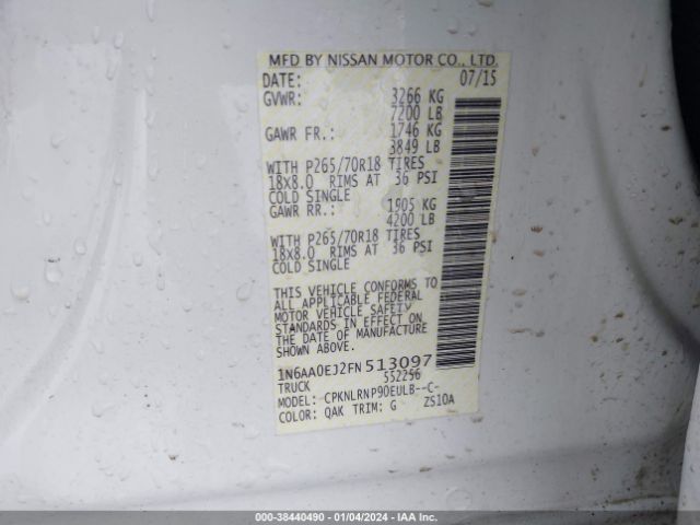1N6AA0EJ2FN513097 Nissan TITAN S