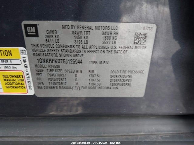 Chevrolet Traverse Ls 2014 1GNKRFKD7EJ125944 Image 9