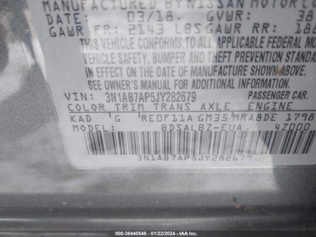 Nissan SENTRA S 2018 3N1AB7AP5JY282679 Image 9