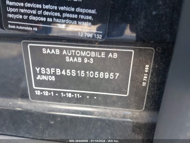 2005 SAAB 9-3 YS3FB45S151058957 Photo 8