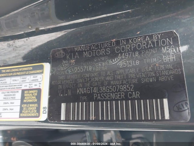KIA Optima Lx 2016 KNAGT4L38G5079852 Image 9