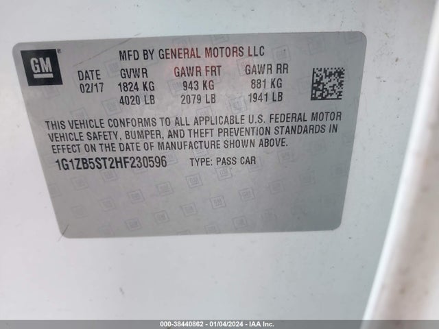 Chevrolet MALIBU LS 2017 1G1ZB5ST2HF230596 Image 9