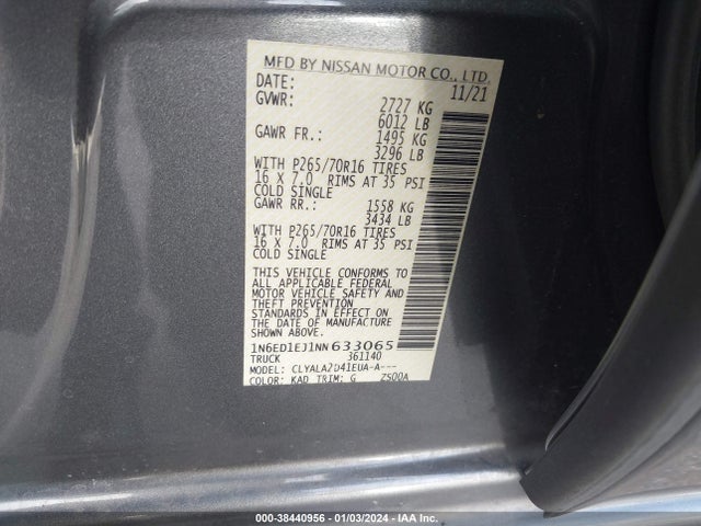 Nissan Frontier S 4x2 2022 1N6ED1EJ1NN633065 Image 9
