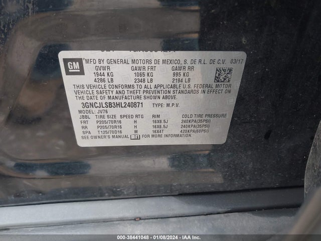Chevrolet Trax Lt 2017 3GNCJLSB3HL240871 Image 9