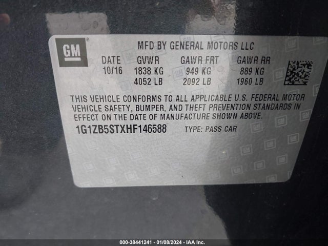 Chevrolet MALIBU LS 2017 1G1ZB5STXHF146588 Image 9