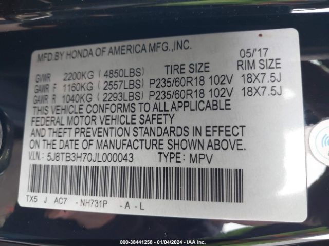 5J8TB3H70JL000043 Acura Rdx Advance Package