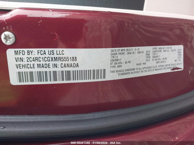 2C4RC1CGXMR555188 Chrysler Voyager Lx
