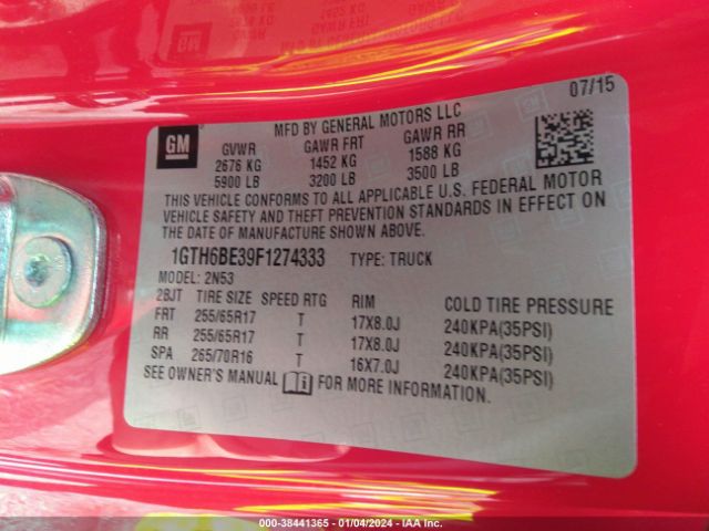 1GTH6BE39F1274333 GMC CANYON SLE