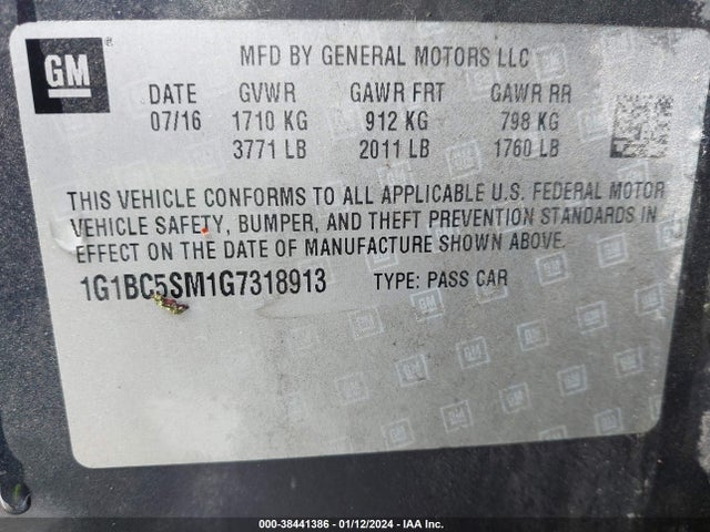 Chevrolet Cruze Ls Auto 2016 1G1BC5SM1G7318913 Image 9