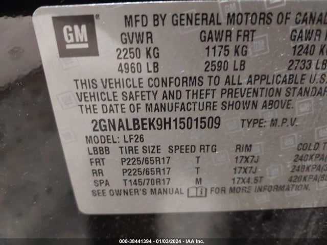 Chevrolet EQUINOX LS 2017 2GNALBEK9H1501509 Image 9