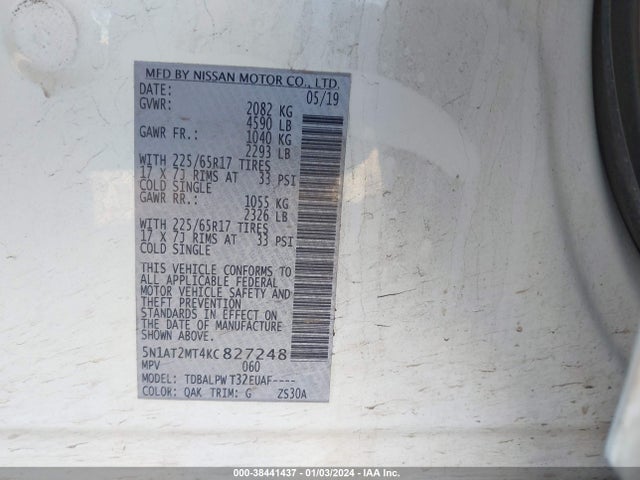 Nissan ROGUE S 2019 5N1AT2MT4KC827248 Image 9