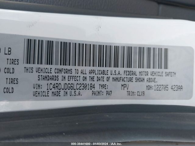 1C4RDJDG6LC230184 Dodge Durango Gt Plus Awd