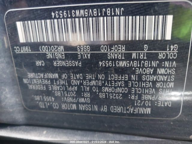 JN1BJ1BV5MW319534 Nissan Rogue Sport Sv Fwd Xtronic Cvt