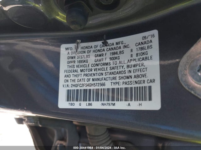 Honda Civic Lx 2016 2HGFC2F54GH572566 Image 9