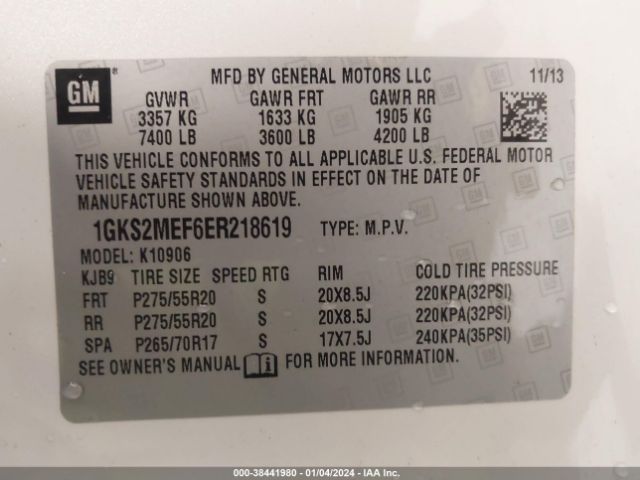 1GKS2MEF6ER218619 GMC Yukon Xl 1500 Denali