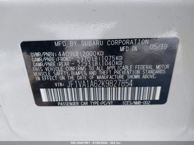 JF1VA1A62K9827854 Subaru WRX