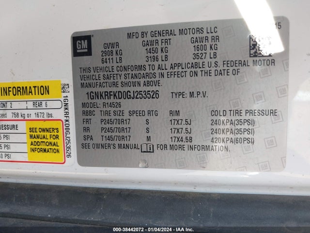 Chevrolet Traverse Ls 2016 1GNKRFKD0GJ253526 Image 9