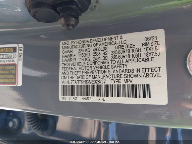 7FART6H83ME028737 Honda Cr-v Hybrid Ex-l