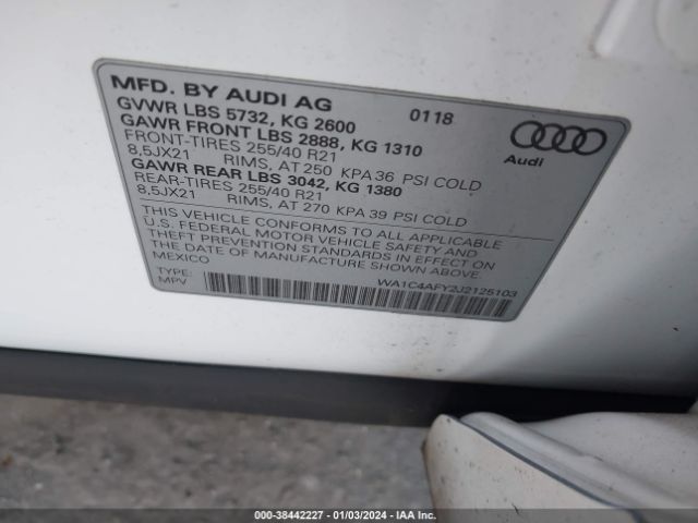 WA1C4AFY2J2125103 Audi Sq5 3.0t Premium Plus