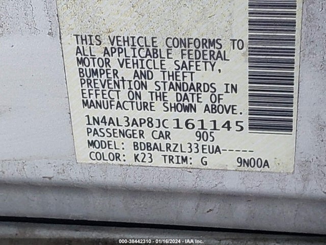 Nissan Altima 2.5 Sl 2018 1N4AL3AP8JC161145 Image 9