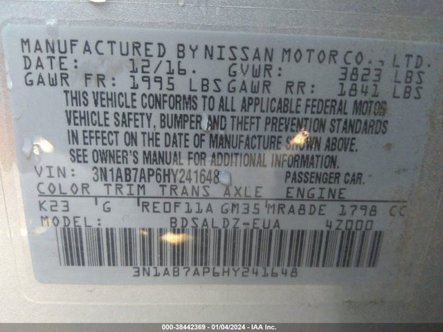Nissan SENTRA SV 2017 3N1AB7AP6HY241648 Image 9