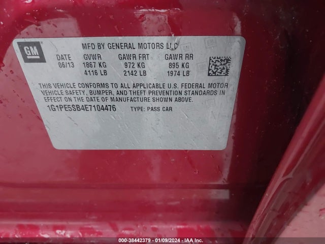 Chevrolet Cruze 2lt Auto 2014 1G1PE5SB4E7104476 Image 9