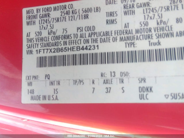 2017 FORD SUPER DUTY F-250 SRW 1FT7X2B65HEB44231 Photo 8