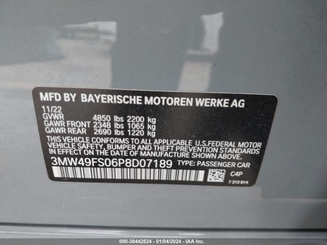 3MW49FS06P8D07189 BMW 3 Series M340i
