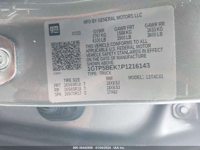 GMC Canyon 2wd  Short Box Elevation 2023 1GTP5BEK1P1216143 Image 9