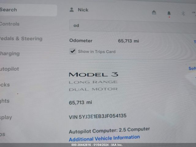 5YJ3E1EB3JF054135 Tesla Model 3 Long Range/performance