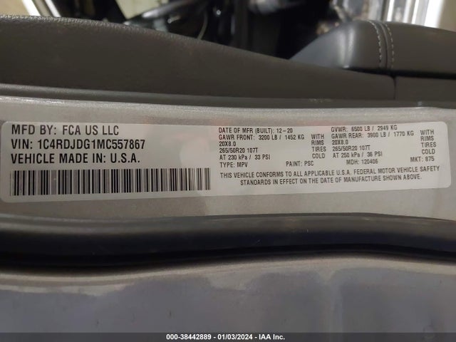 Dodge Durango Gt Awd 2021 1C4RDJDG1MC557867 Image 9