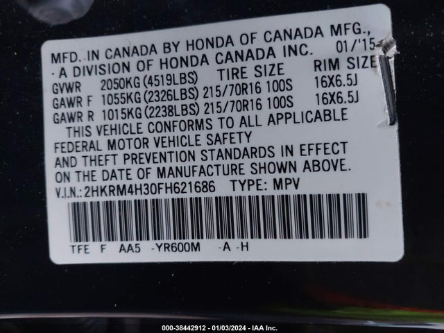 Honda CR-V LX 2015 2HKRM4H30FH621686 Image 9