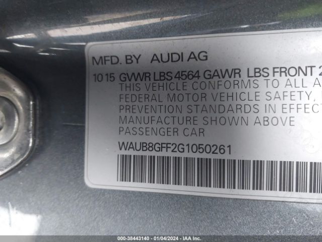 WAUB8GFF2G1050261 Audi A3 2.0t Premium