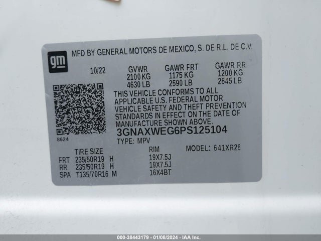 Chevrolet Equinox Awd Rs 2023 3GNAXWEG6PS125104 Image 9