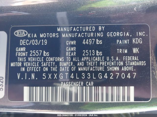 5XXGT4L33LG427047 KIA Optima S