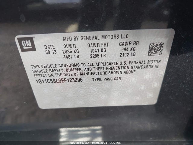 Chevrolet MALIBU 1LT 2014 1G11C5SL6EF123296 Image 9