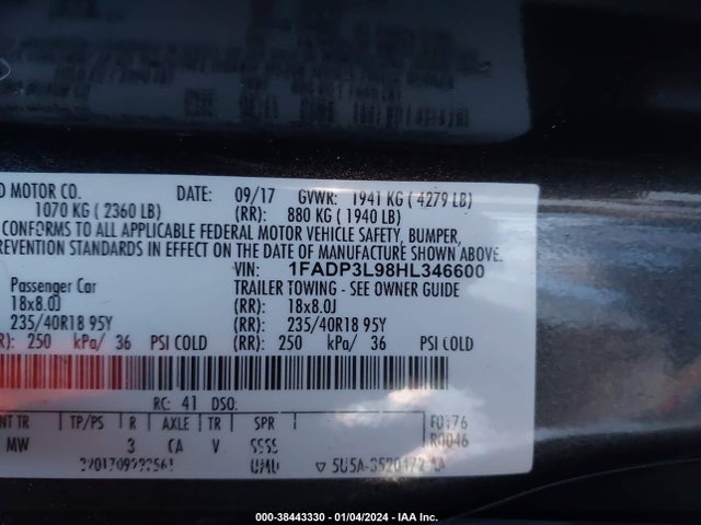 Ford FOCUS ST 2017 1FADP3L98HL346600 Image 9