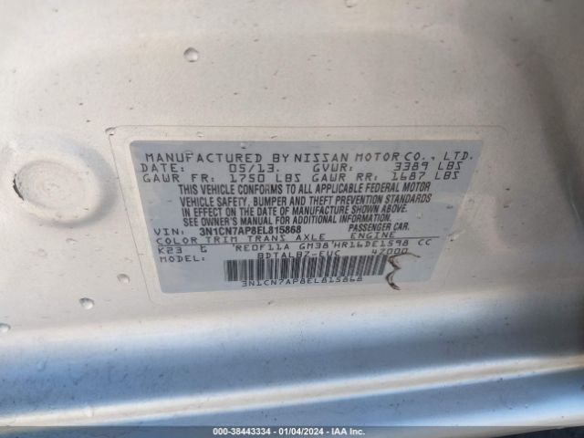 3N1CN7AP8EL815868 Nissan Versa 1.6 Sv