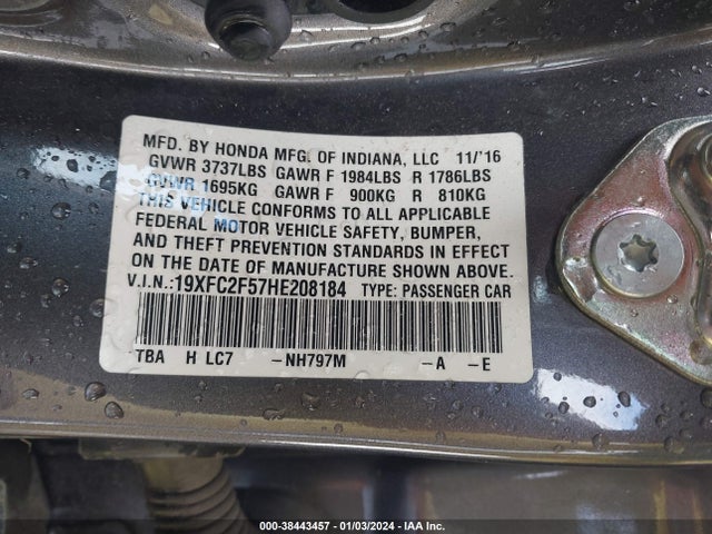 Honda Civic Lx 2017 19XFC2F57HE208184 Image 9
