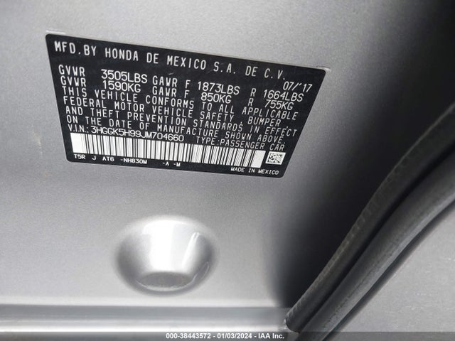 Honda Fit Ex-l 2018 3HGGK5H99JM704660 Image 9