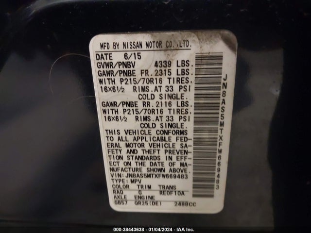 Nissan Rogue Select S 2015 JN8AS5MTXFW669483 Image 9