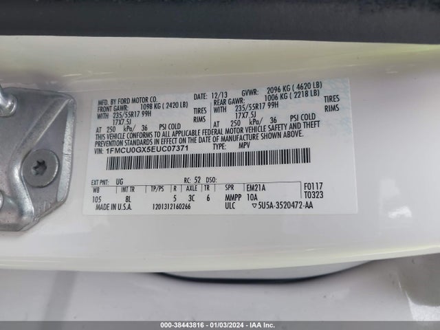 Ford ESCAPE SE 2014 1FMCU0GX5EUC07371 Image 9