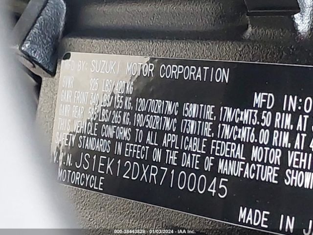 2024 SUZUKI GSX1000 JS1EK12DXR7100045 Photo 9