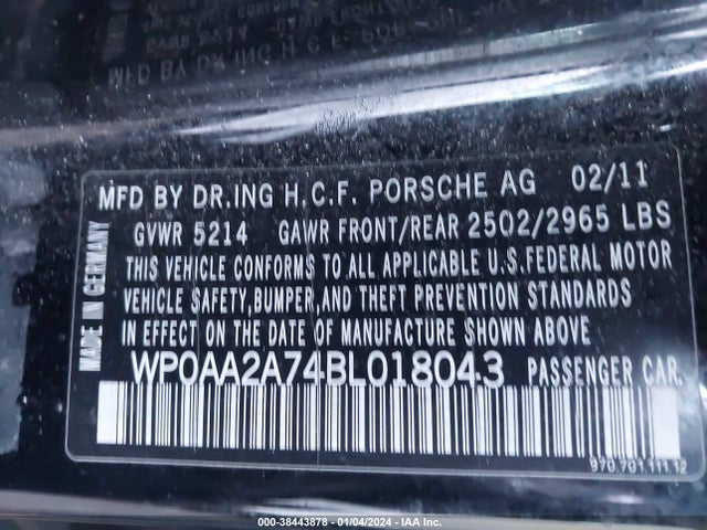 2011 PORSCHE PANAMERA WP0AA2A74BL018043 Photo 8